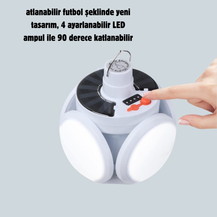 Solar Powered USB Rechargeable 5 Modes Foldable LED Camping Light