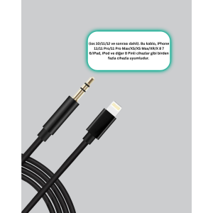 Lightning to 3.5mm Aux Audio Converter Cable 1 Meter Stereo Compatible
