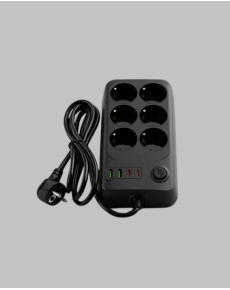 2500W Powerful 6-Plug Socket with USB and Type-C Output Thermal Protection