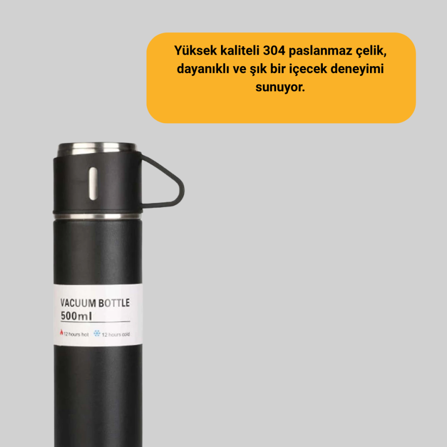 304 Steel Thermos Set | 2 Glasses, 500 ml, Long Term Heat Preservation