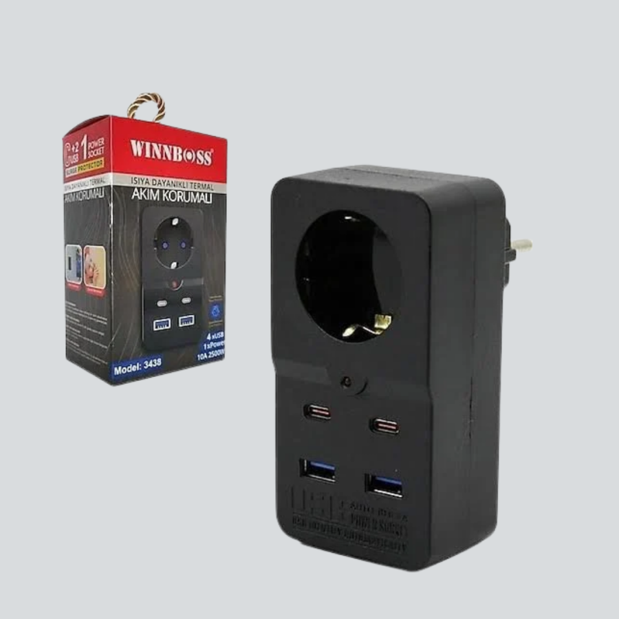 Heat Resistant PC Body Surge Protected Socket 4 USB Heat Resistant PC Body Surge Protected Socket 4 USB