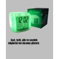 7 Color Changing Cube Alarm Clock with Thermometer and Calendar Features