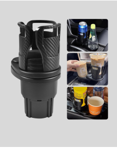 Double Car Cup Holder Carbon Fiber Look 360° Adjustable Double Car Cup Holder Carbon Fiber Look 360° Adjustable