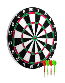 Quality Wooden Dartboard 12 Inch with 4 Metal Needle Tip Arrows