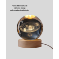 Illuminated Crystal Ball with USB Connection Modern Wooden Based Decor