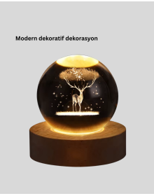 Deer Themed Crystal Ball Premium Table Night Light with USB Connection