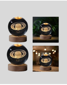 3D Saturn Engraved Crystal Ball Decorative LED Lighted Night Light