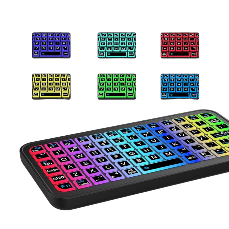 Black Wireless Mini RGB Illuminated Keyboard Bluetooth 5.2 Slim Design