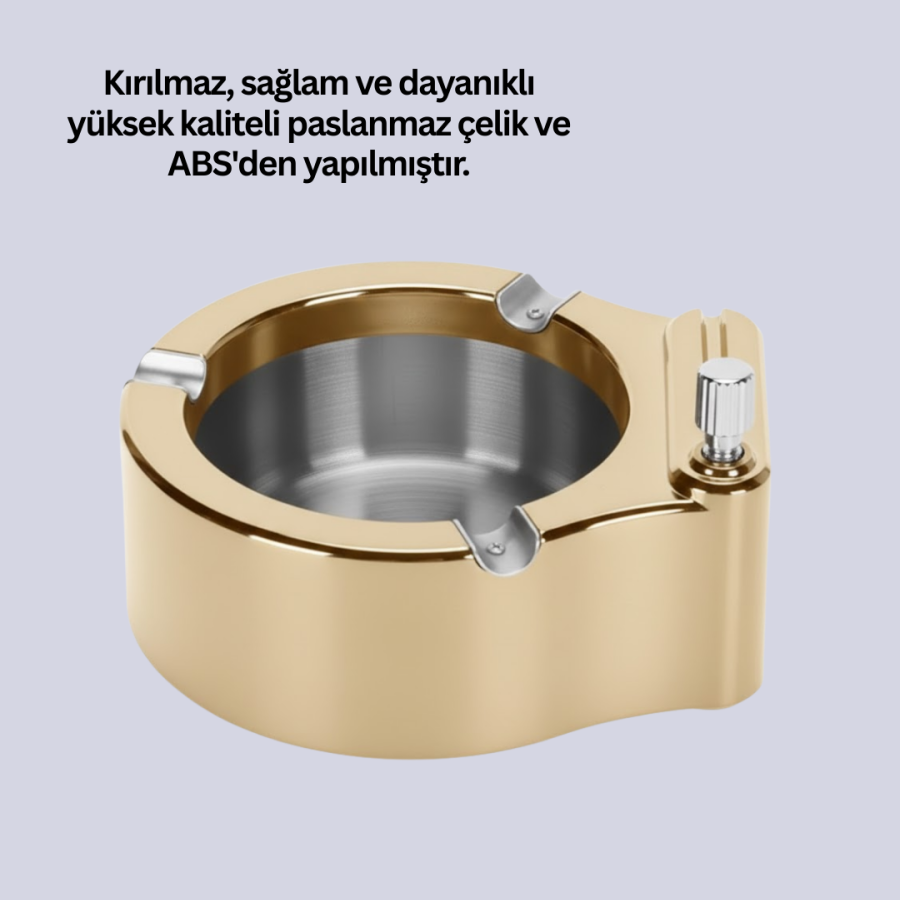 Ashtray with Lighter Stainless Metal Durable Design