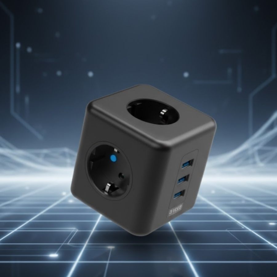 USB Cube Socket with 3 Sockets with Surge Protection for Electronic Devices USB Cube Socket with 3 Sockets with Surge Protection for Electronic Devices