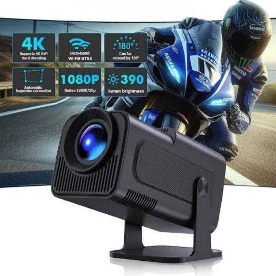Android Projection Black Portable Cinema Projector 4k 1080p Home Theater Bluetooth