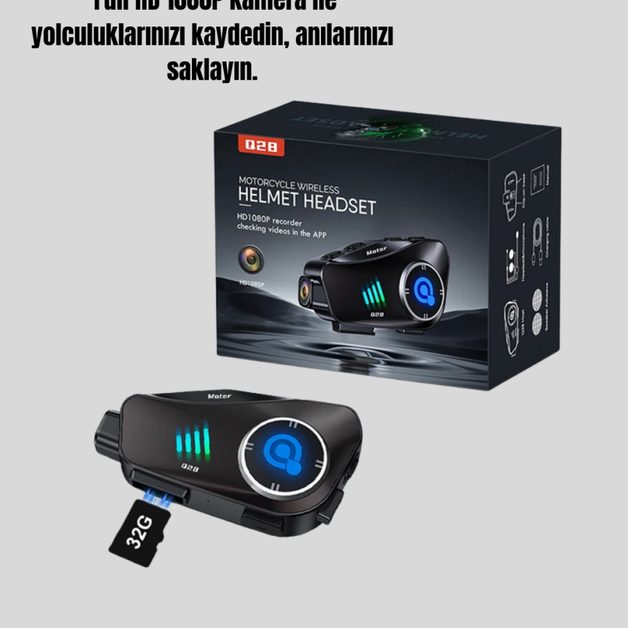 Q28 Motorcycle Helmet Bluetooth Headset Full HD 1080P Camera