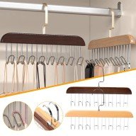 Multifunctional Wooden Belt Tie Scarf Closet Hanger with 8 Hooks Multifunctional Wooden Belt Tie Scarf Closet Hanger with 8 Hooks