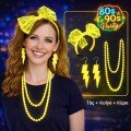 80s 90s Neon Yellow Party Set – Necklace Earring Crown