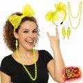 80s 90s Neon Yellow Party Set – Necklace Earring Crown