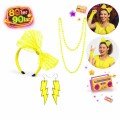 80s 90s Neon Yellow Party Set – Necklace Earring Crown