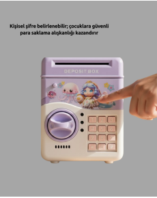 ATM Look Children's Piggy Bank with Electronic Password Purple