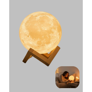 Rechargeable 3D Printed 16 Color Moon Lamp Stand