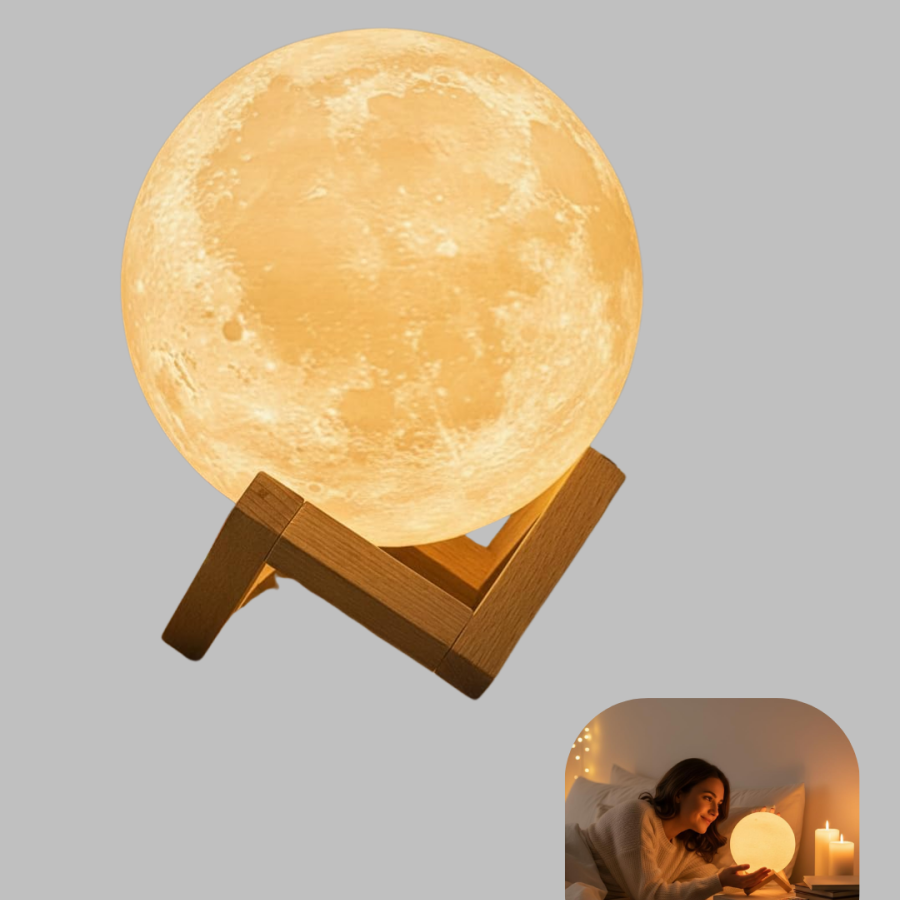 Rechargeable 3D Printed 16 Color Moon Lamp Stand Rechargeable 3D Printed 16 Color Moon Lamp Stand