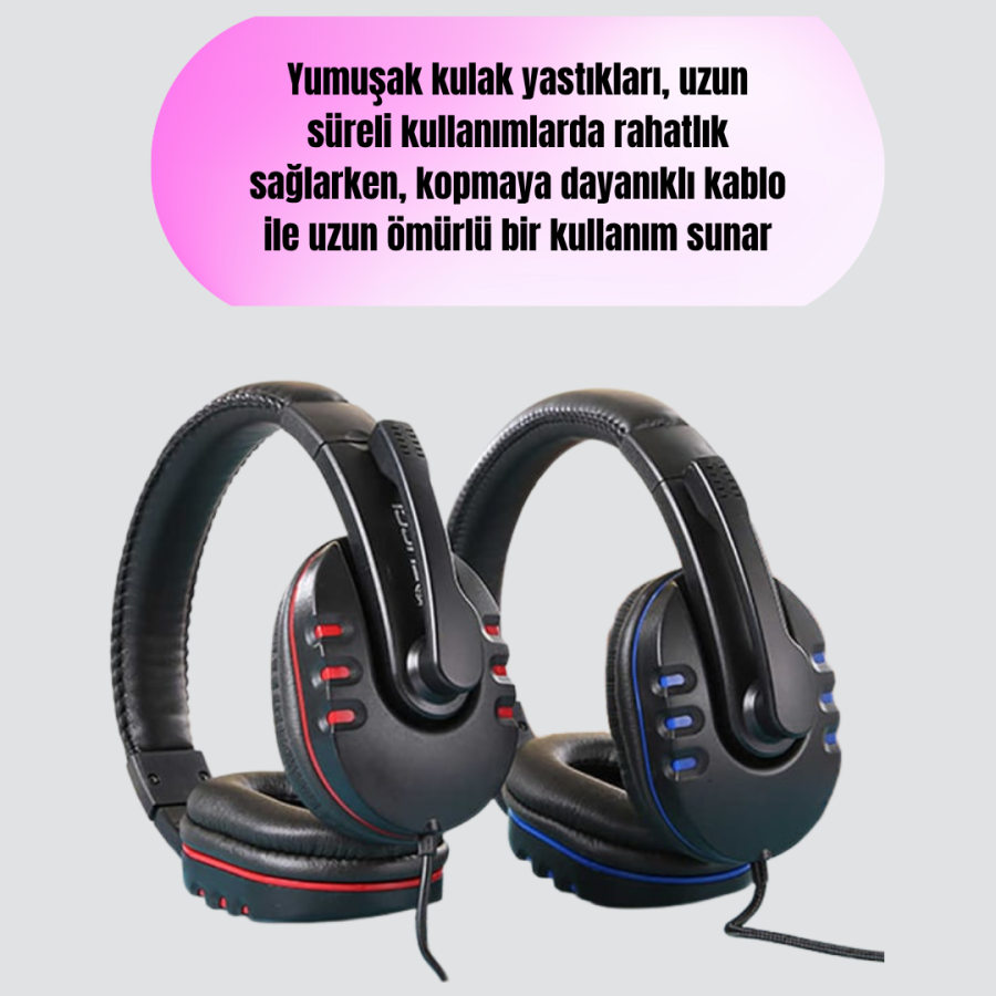 Computer Headset – Soft Pad, Durable Cord Cable