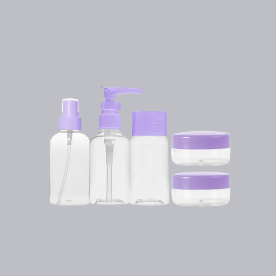 5 Piece Travel Personal Care Set Bottle Spray Cream Boxed