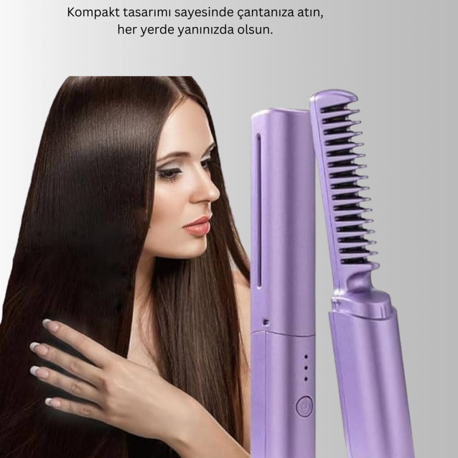 Heated Hair Straightener Brush – Cordless and Lightweight Design Heated Hair Straightener Brush – Cordless and Lightweight Design