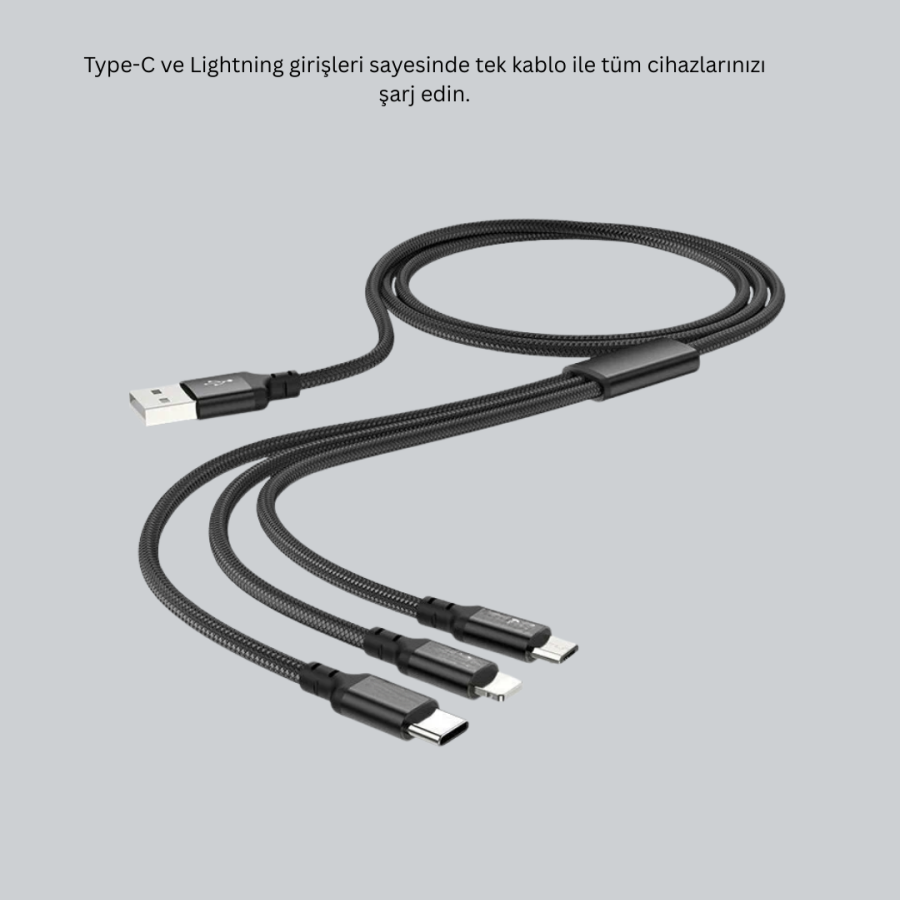 3 in 1 Charging Cable with Durable Metal Head – Compatible with All Devices 3 in 1 Charging Cable with Durable Metal Head – Compatible with All Devices