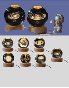 3D Astronaut Globe Lamp with Wooden Base Kids Room and Table Top Decor