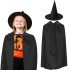 90 cm Black Collar Cloak and Black Witch Hat Costume Set