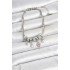 Brass Silver Color Heart Detailed Charm Women's Bracelet