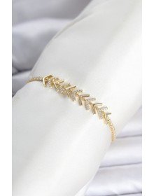 Brass Gold Color Zircon Stone Sergeant Model Waterway Women's Bracelet