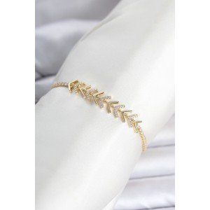 Brass Gold Color Zircon Stone Sergeant Model Waterway Women's Bracelet