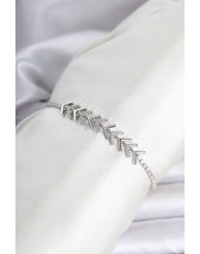 Brass Silver Color Zircon Stone Sergeant Model Waterway Women's Bracelet