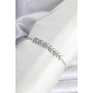 Brass Silver Color Zircon Stone Sergeant Model Waterway Women's Bracelet