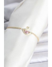 Brass Gold Color Zircon Stone Swan Model Waterway Women's Bracelet