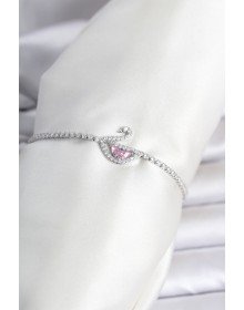 Brass Silver Color Zircon Stone Swan Model Waterway Women's Bracelet