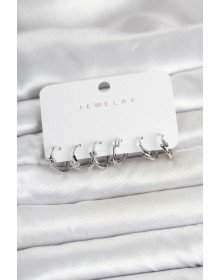 Brass Silver Color Botega Model Women's Earring Set