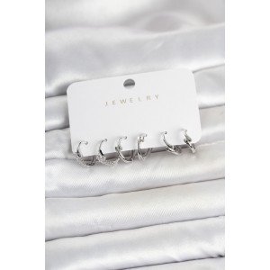 Brass Silver Color Botega Model Women's Earring Set