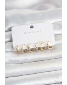 Brass Gold Color Botega Model Women's Earring Set