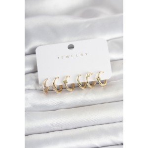 Brass Gold Color Botega Model Women's Earring Set