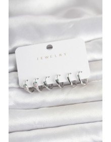 Brass Silver Color Snake Model Women's Earring Set