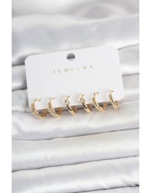 Brass Gold Color Hoop Women's Earring Set