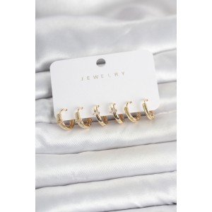 Brass Gold Color Hoop Women's Earring Set