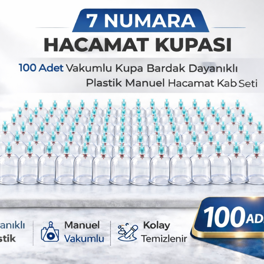Size 7 Cupping Cup 100 Pieces Vacuum Cup Durable Plastic Manual Cupping Cup Set