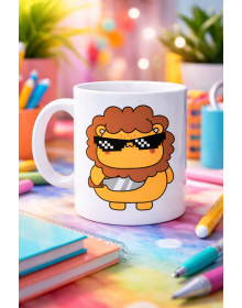 Porcelain Mug with Cool Lion Figure MODEL 94 – Fun Design Special Mug for Office & Home