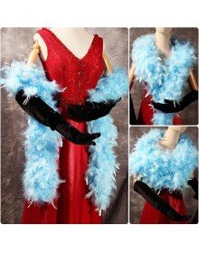 Light Blue Color Fluffy Thick Otriş Boa Feather 6 cm Width 180-200 cm Length