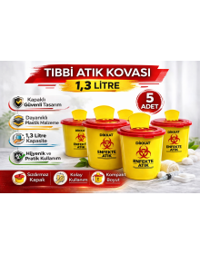 Medical Waste Bucket 1.3 Liter 5 Pieces Medical Waste Box with Lid Infected Waste Bucket Set