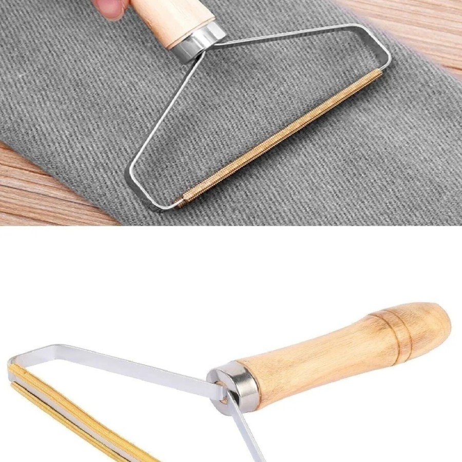 Metal Sweater - Dress - Carpet Fluff Cleaning Double Sided Feather Lint Collector with Wooden Handle