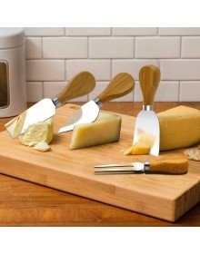 Set of 4 Cheese Knives with Wooden Handle
