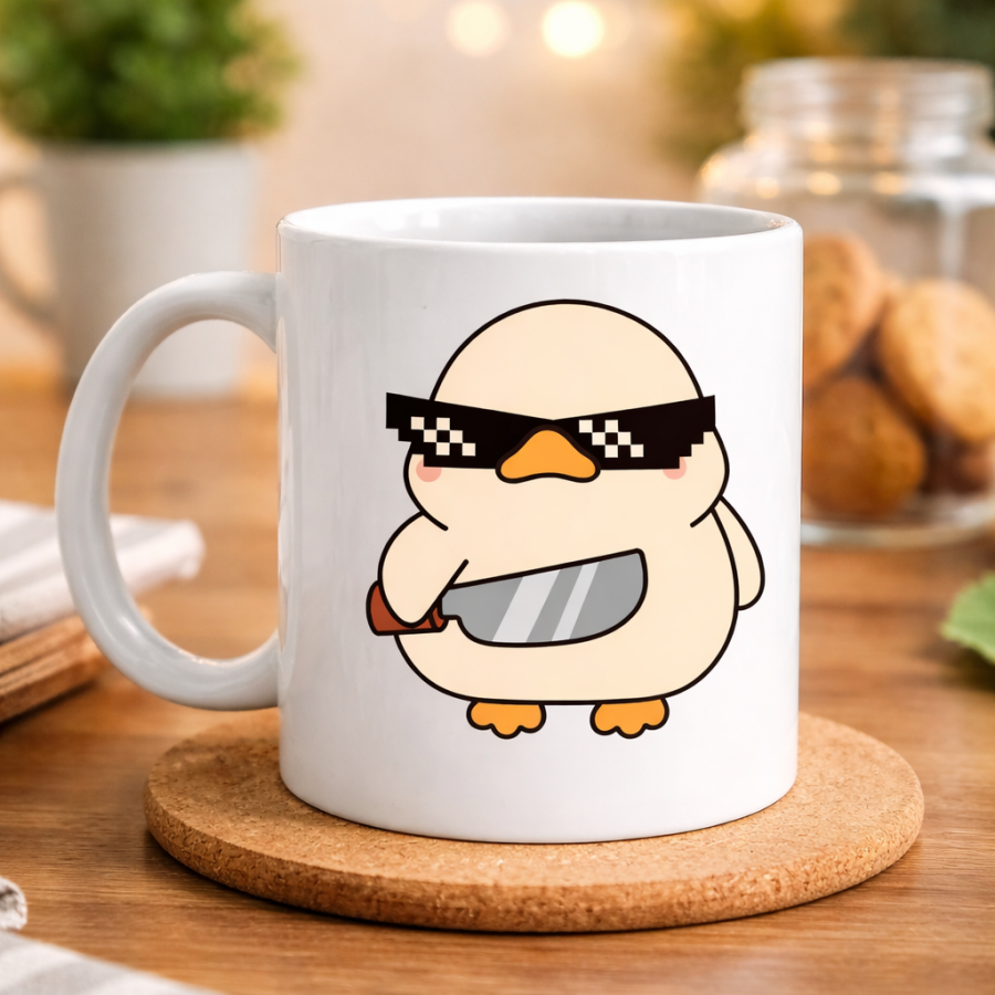 “Deal With It” Cool Duck Design Porcelain Mug MODEL 80 – Fun, Humorous & Gift Coffee Cup